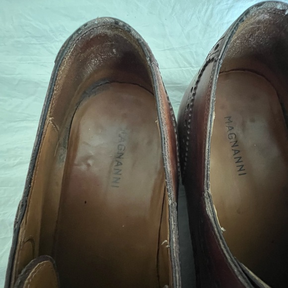 🤎 MAGNANNI~ Men's Wingtip BROWN All Leather Dress Shoes US 10.5 - Picture 14 of 16
